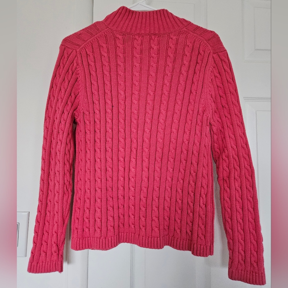 L.L. Bean Pink Zip-Up Vintage Sweater, Size M - Picture 6 of 6